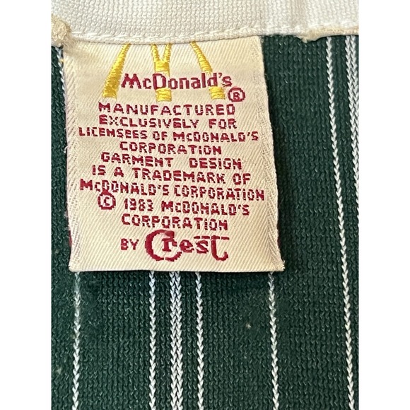 Vintage McDonald's Uniform Top Crest 1983 Size‎ 6 Green USA Made - Picture 5 of 8